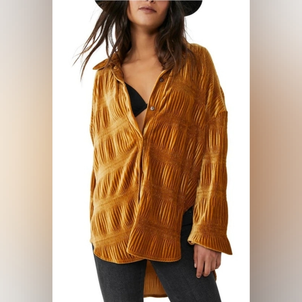 Free People My Best Velvet Top in Spiced Ginger Size Large